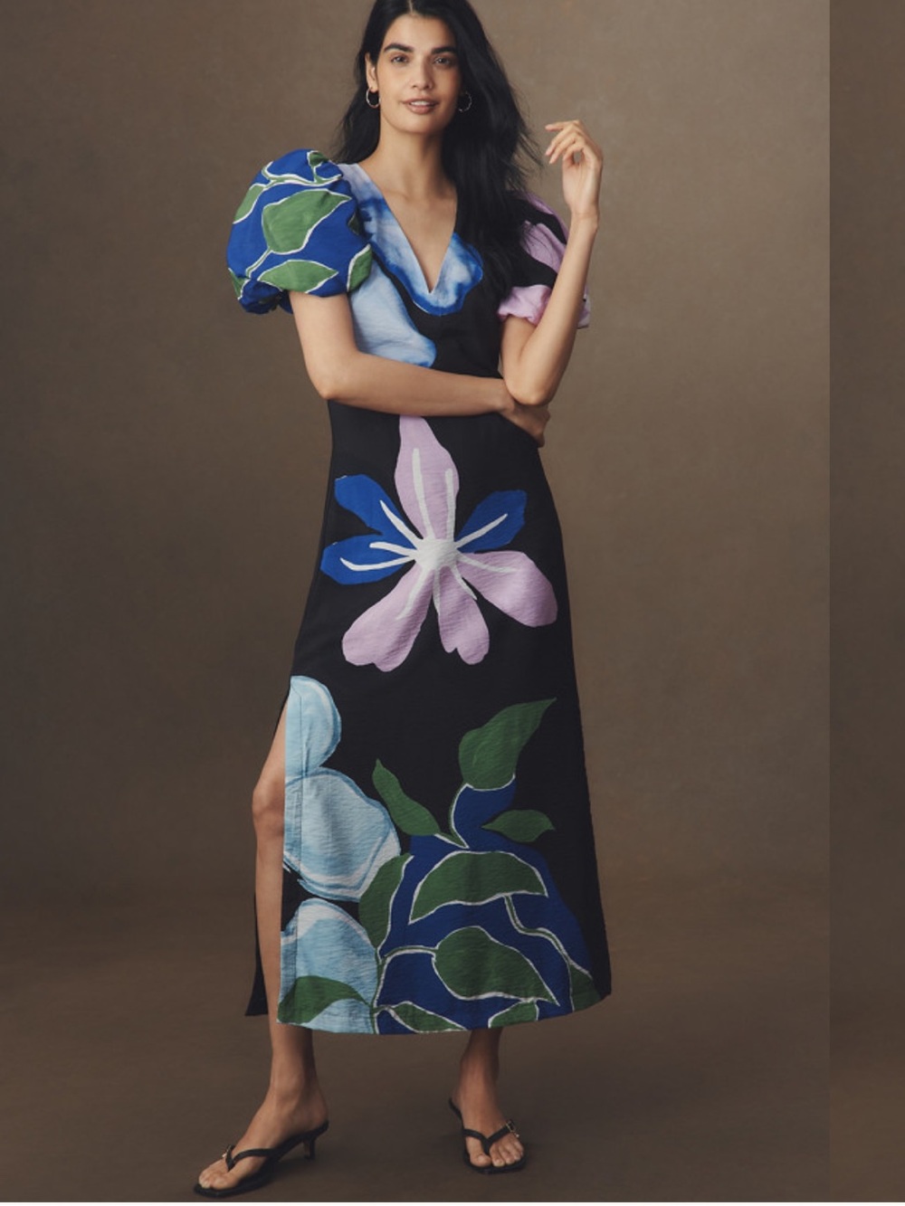 Anthropologie Puff Sleeve A-Line Maxi Dress in XS